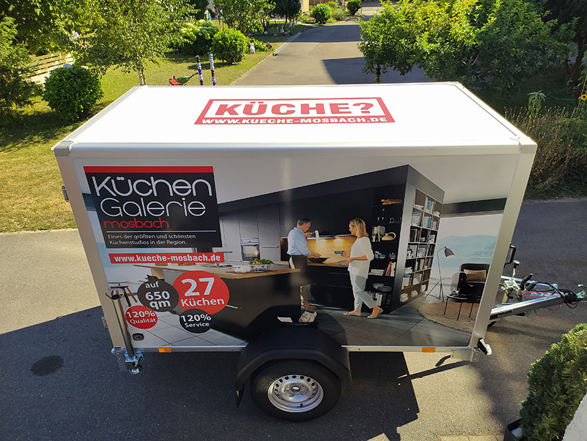 Folierung Digitaldruck Kofferanhänger Küchengalerie 74821 Mosbach